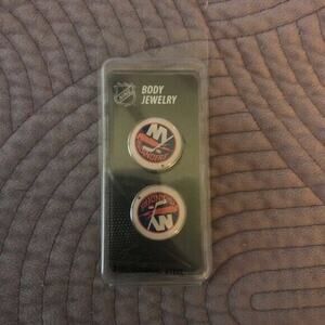 New York Islanders NEW 3/4 Inch (3/4") Gauge Surgical Steel Plugs NHL Hockey